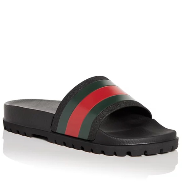 Gucci Men's Web Signature Stripe Slide Sandals - Picture 1 of 9